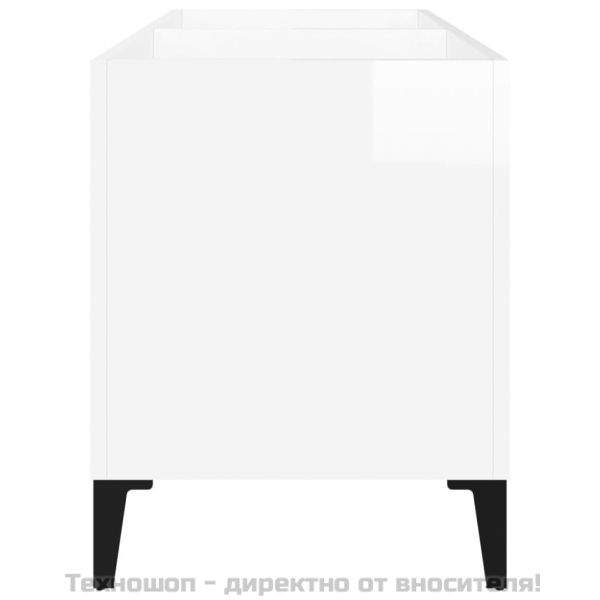 Шкаф за винилови плочи бял гланц 74,5x38x48 см инженерно дърво