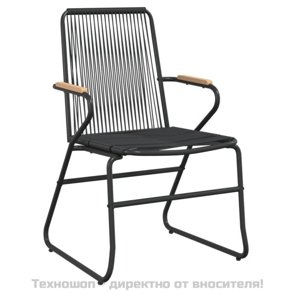 Градински трапезен комплект от 9 части, черно, PVC ратан