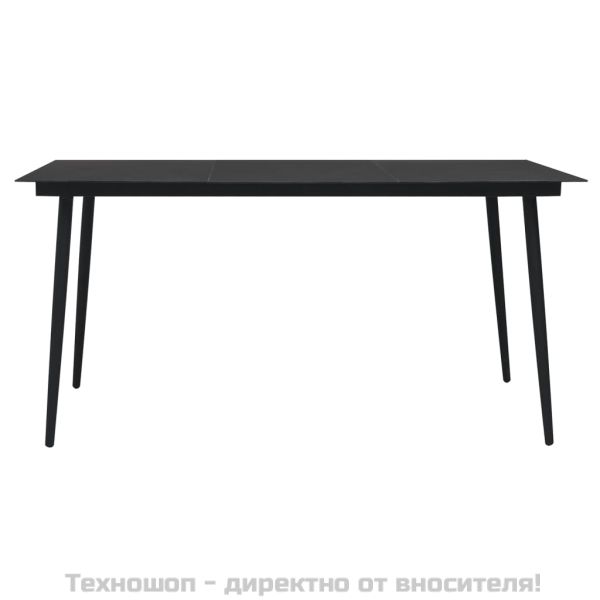 Градински трапезен комплект от 9 части, черно, PVC ратан