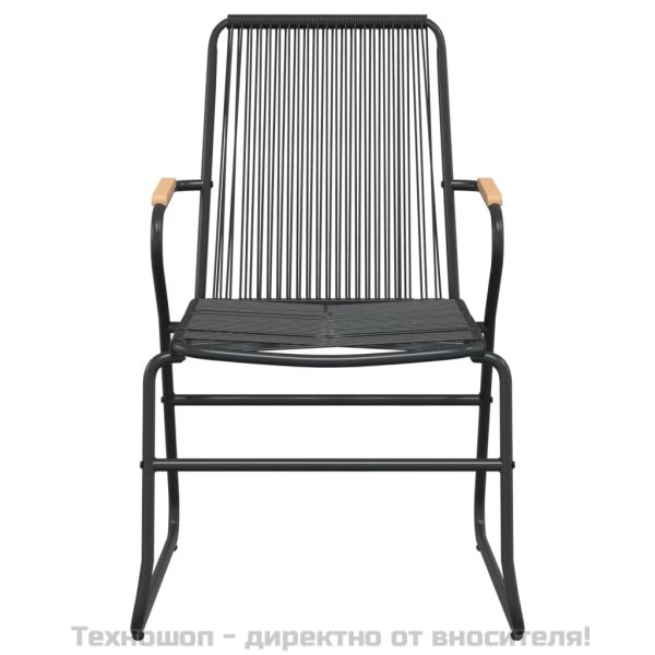 Градински трапезен комплект от 9 части, черно, PVC ратан