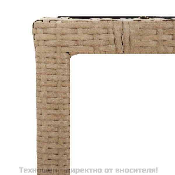 Градински комплект с възглавници, 7 части, бежов полиратан