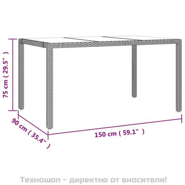 Градински комплект с възглавници, 7 части, бежов полиратан