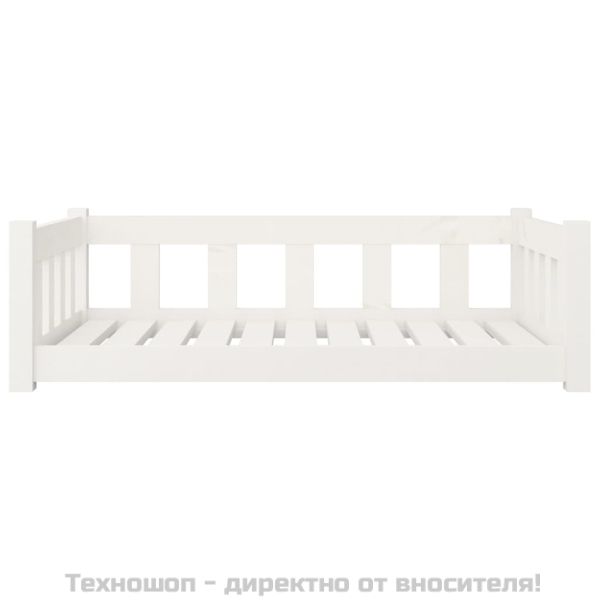 Кучешко легло, бяло, 95,5x65,5x28 см, борова дървесина масив