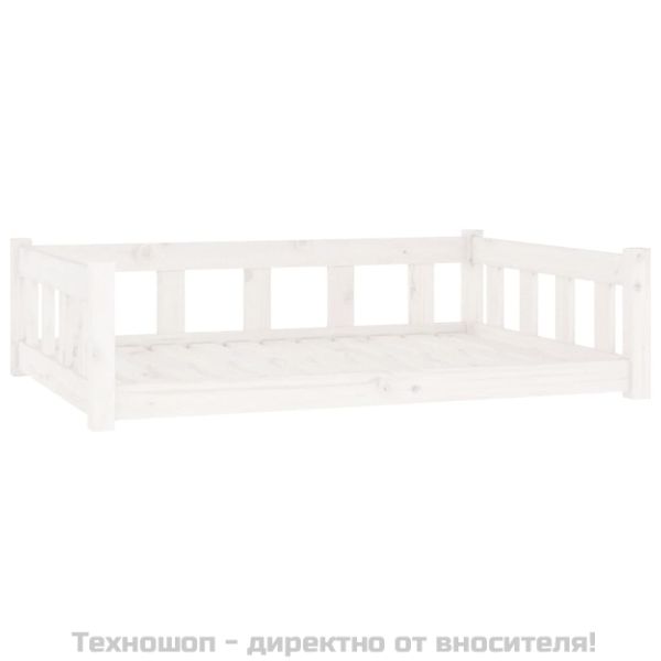 Кучешко легло, бяло, 105,5x75,5x28 см, борова дървесина масив