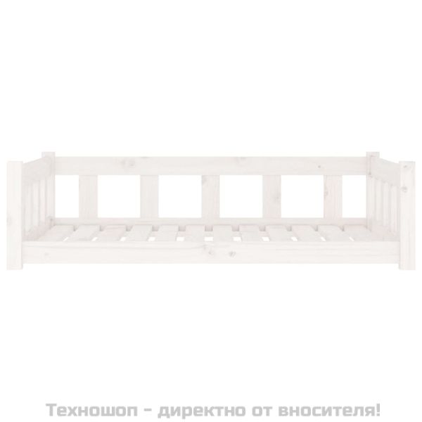 Кучешко легло, бяло, 105,5x75,5x28 см, борова дървесина масив