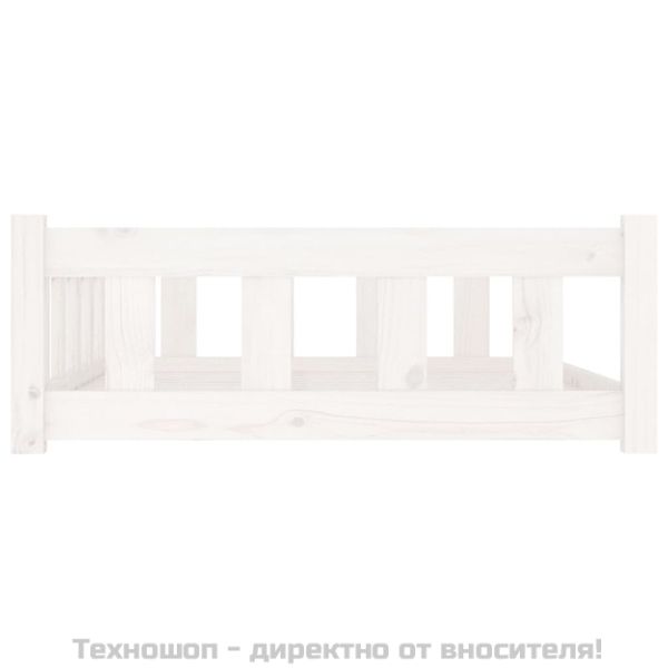 Кучешко легло, бяло, 105,5x75,5x28 см, борова дървесина масив