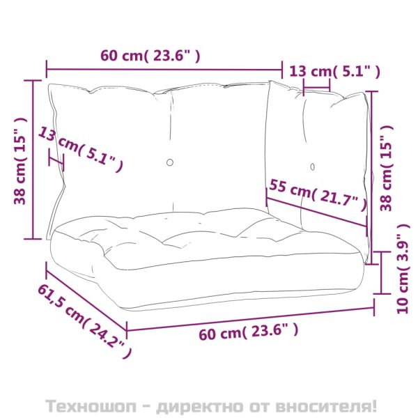 Палетни възглавници, 3 бр, розови, плат Оксфорд