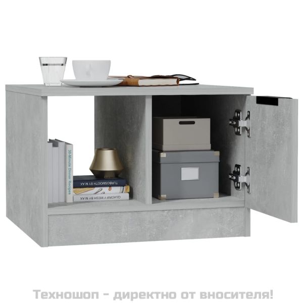 Маса за кафе, бетонно сива, 50x50x36 см, инженерно дърво