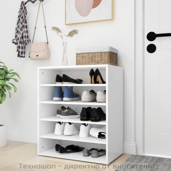 Шкаф за обувки, бял, 60x35x70 см, инженерно дърво