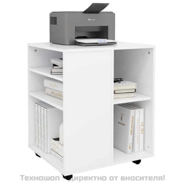 Подвижен шкаф, бял, 60x53x72 см, инженерно дърво