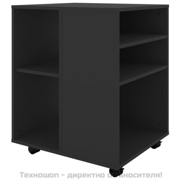 Подвижен шкаф, черен, 60x53x72 см, инженерно дърво