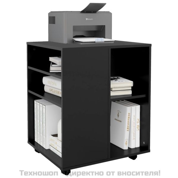 Подвижен шкаф, черен, 60x53x72 см, инженерно дърво