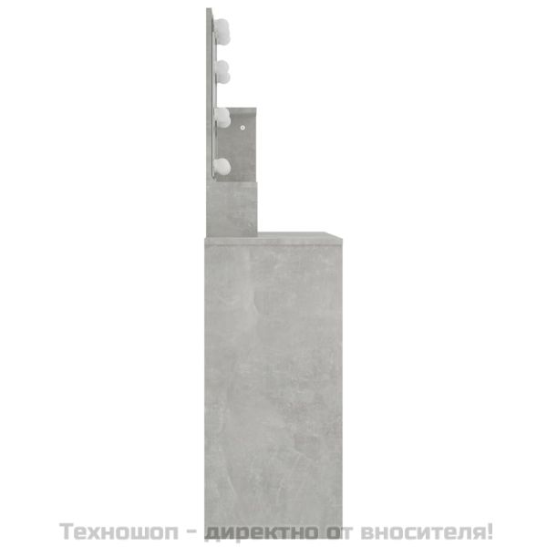 Тоалетка с LED, бетонно сива, 86,5x35x136 см