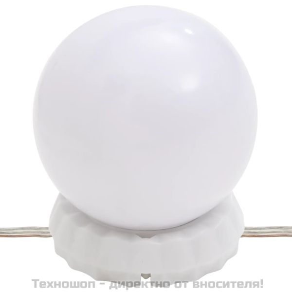 Комплект тоалетка с LED, бяла, инженерно дърво