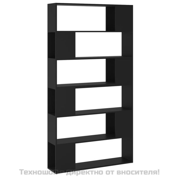 Библиотека/разделител за стая, черна, 100x24x188 см