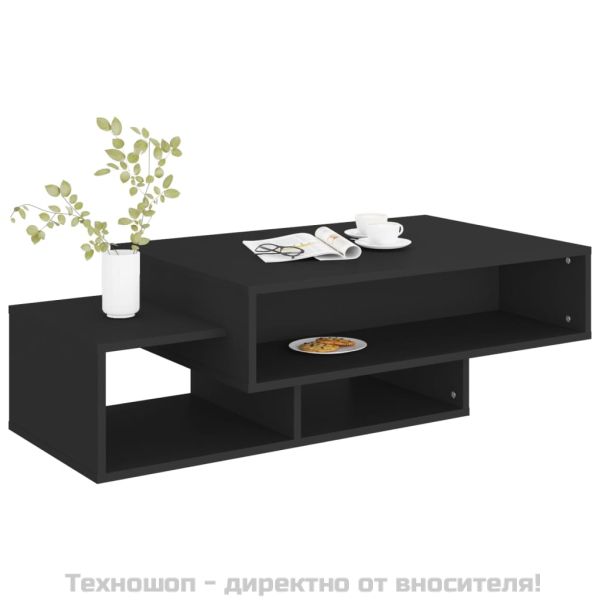 Маса за кафе, черна, 105x55x32 см, инженерно дърво