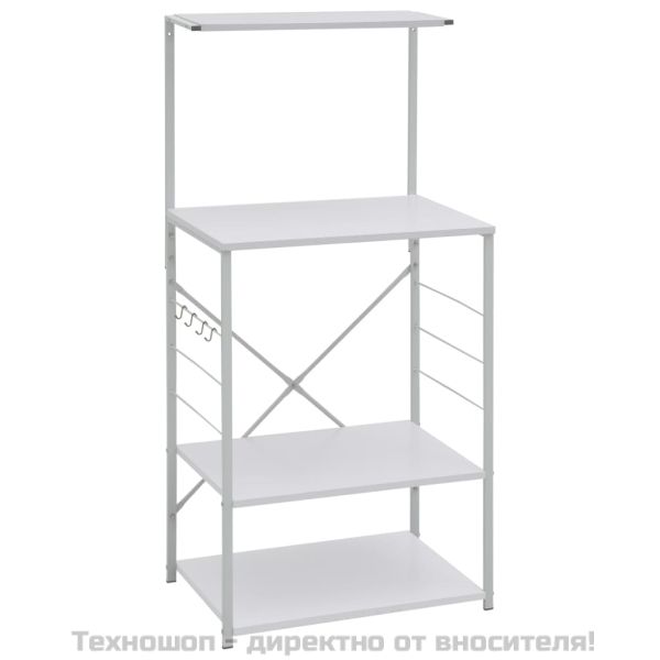 Шкаф за микровълнова, бял, 60x39,6x123 см, инженерно дърво