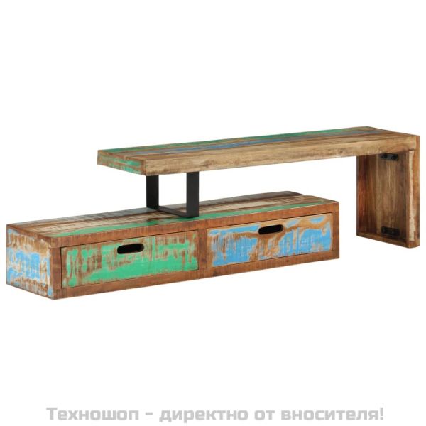 ТВ шкаф (118-200) x 30 x 40 см, масивна регенерирана дървесина