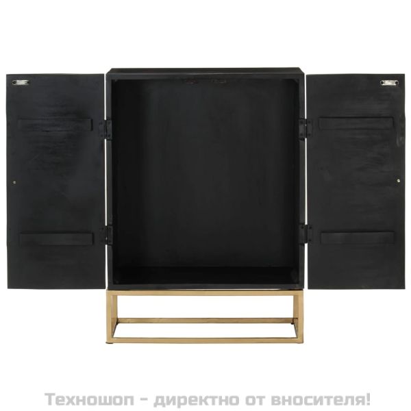 Бюфет, черен, 55x34x75 см, мангово дърво масив и желязо