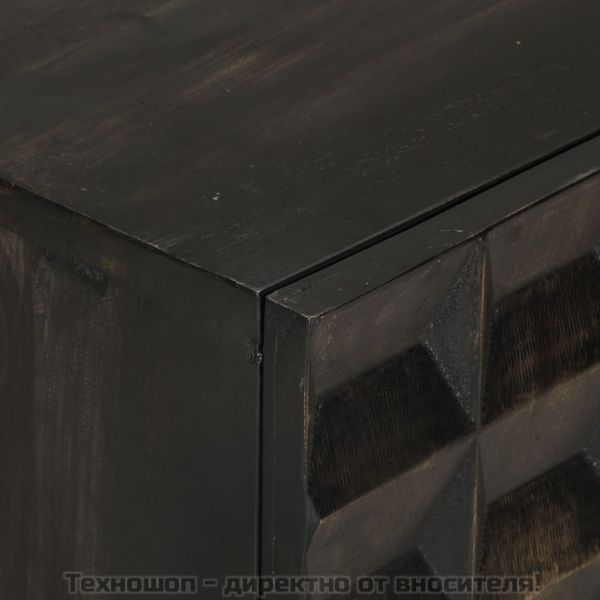 Бюфет, черен, 55x34x75 см, мангово дърво масив и желязо