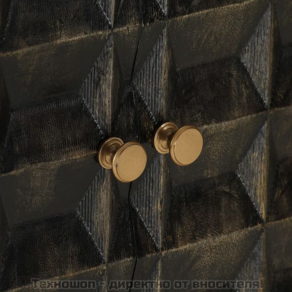 Бюфет, черен, 55x34x75 см, мангово дърво масив и желязо