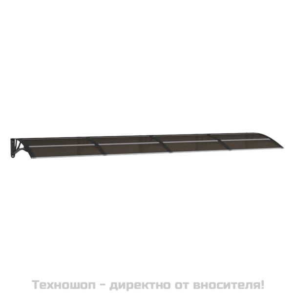 Навес за врата, черен, 350x75 см, поликарбонат