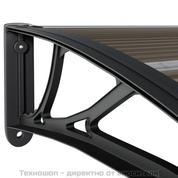 Навес за врата, черен, 350x75 см, поликарбонат