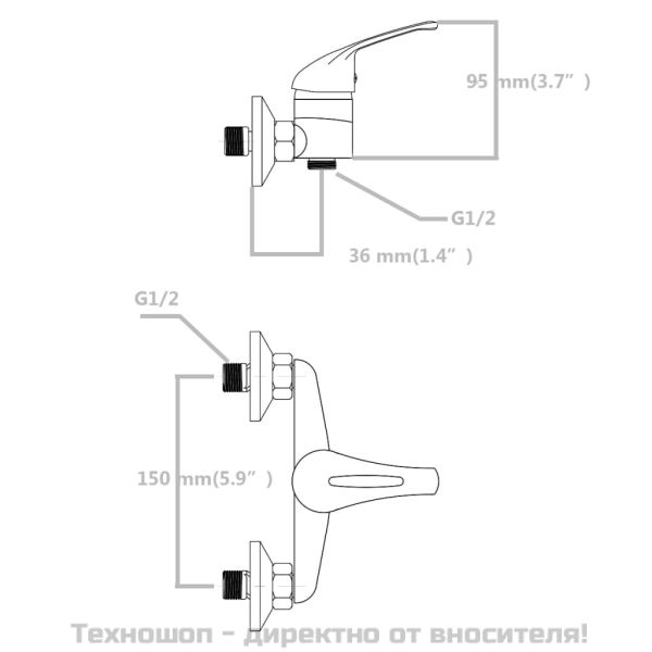 Смесители с душ, 2 бр
