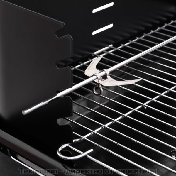 Барбекю скара на дървени въглища с колела черно стомана