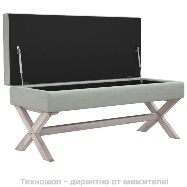 Табуретка за съхранение, светлосива, 110x45x49 см, кадифе