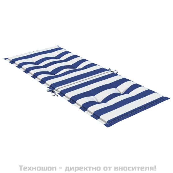 Възглавници за стол с облегалка 6 бр синьо-бяло райе текстил