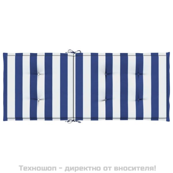 Възглавници за стол с облегалка 6 бр синьо-бяло райе текстил