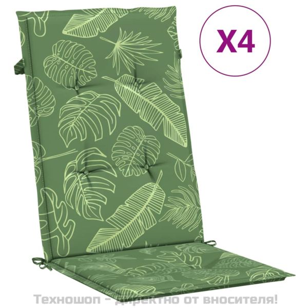 Възглавници за столове с висока облегалка 4 бр на листа текстил