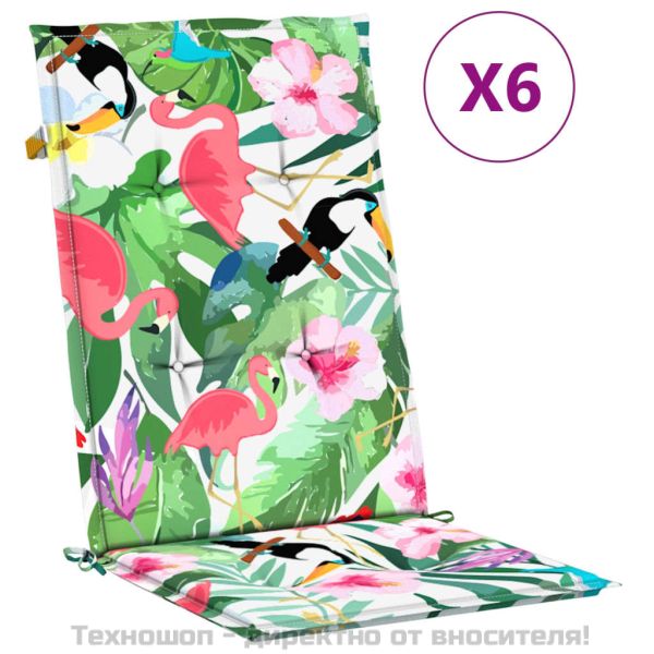 Възглавници за столове с облегалка, 6 бр, многоцветни, текстил