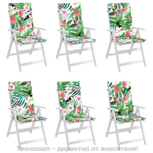 Възглавници за столове с облегалка, 6 бр, многоцветни, текстил