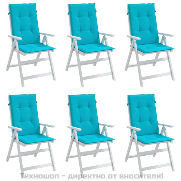 Възглавници за столове с висока облегалка 6 бр тюркоаз текстил