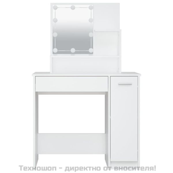 Тоалетка с LED, бяла, 86,5x35x136 см