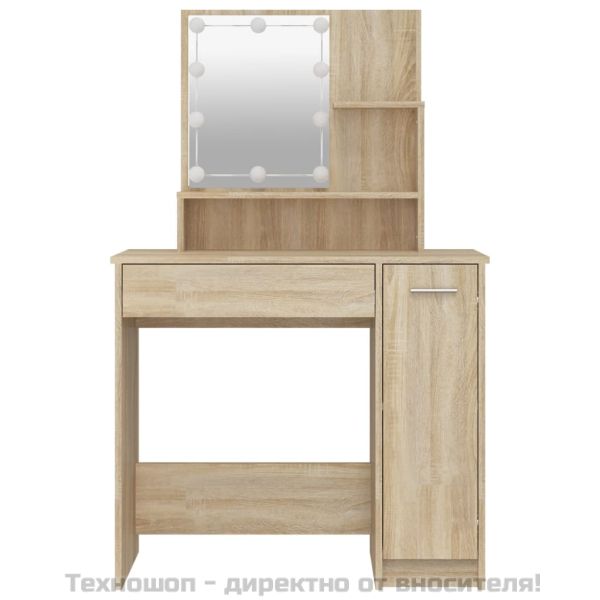 Тоалетка с LED, дъб сонома, 86,5x35x136 см