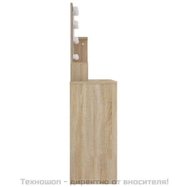 Тоалетка с LED, дъб сонома, 86,5x35x136 см