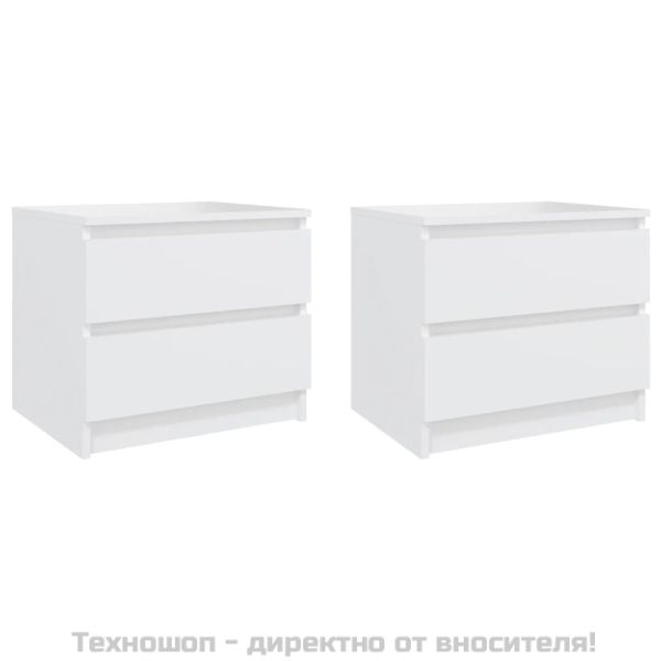 Нощни шкафчета, 2 бр, бели, 50x39x43,5 см, ПДЧ