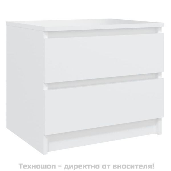Нощни шкафчета, 2 бр, бели, 50x39x43,5 см, инженерно дърво