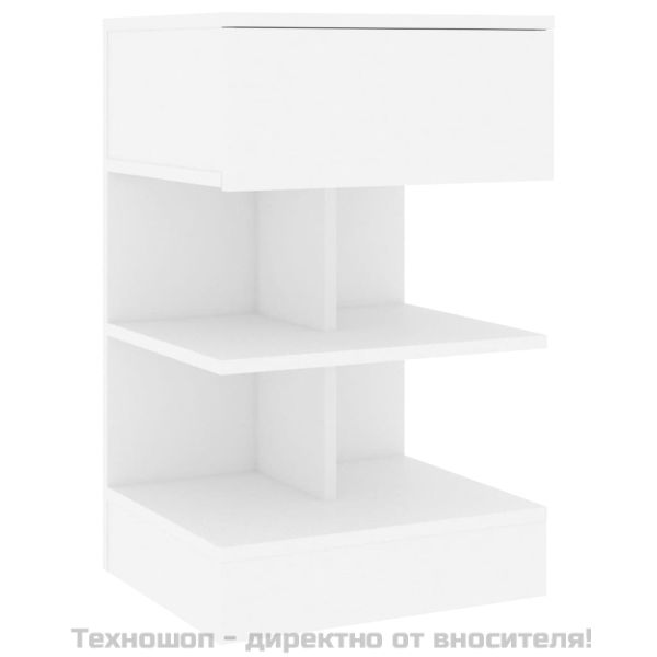 Нощно шкафче, бяло, 40x35x65 см, инженерно дърво