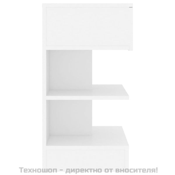 Нощно шкафче, бяло, 40x35x65 см, инженерно дърво