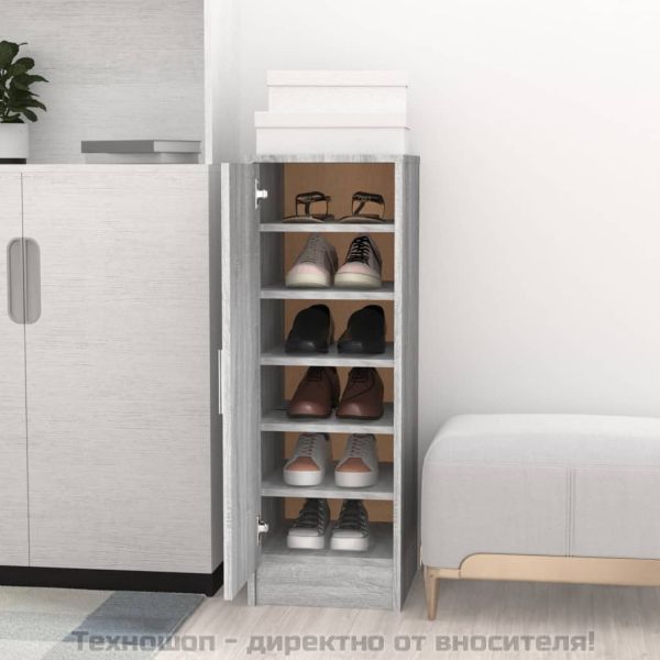 Шкаф за обувки, сив сонома, 32x35x92 см, инженерно дърво
