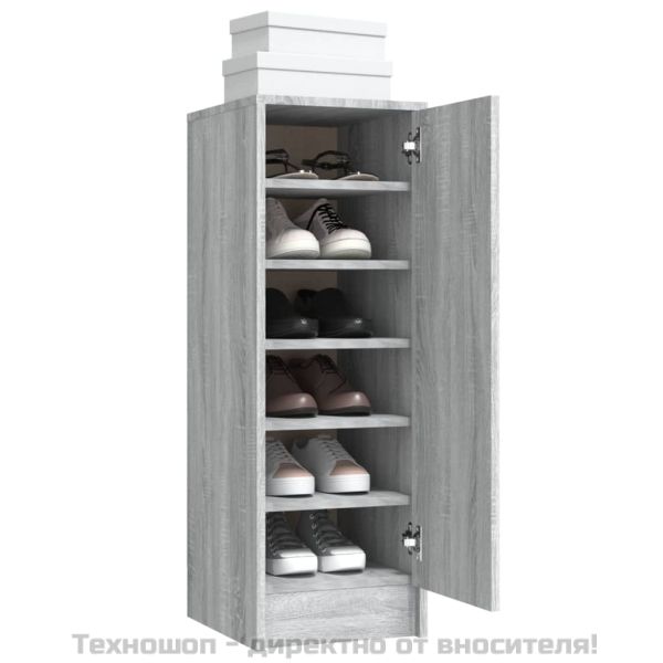 Шкаф за обувки, сив сонома, 32x35x92 см, инженерно дърво