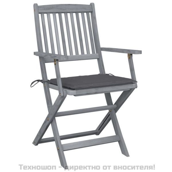 Сгъваеми градински столове, 6 бр, с възглавници, акация масив
