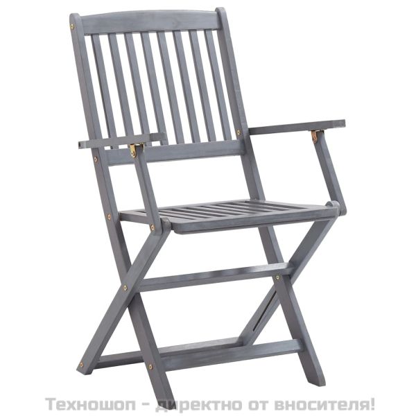 Сгъваеми градински столове, 6 бр, с възглавници, акация масив