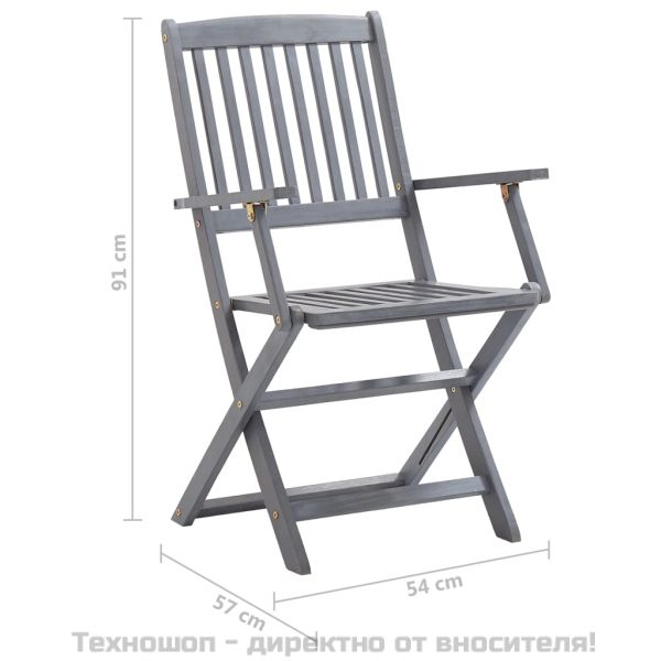 Сгъваеми градински столове, 6 бр, с възглавници, акация масив