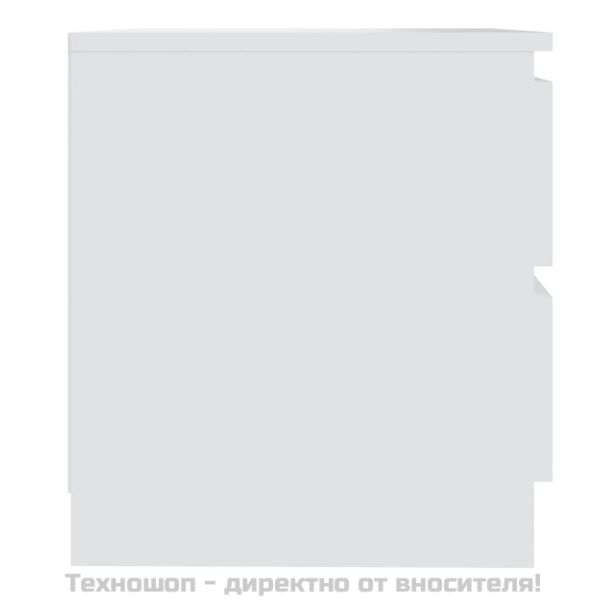 Нощно шкафче, бялo, 50x39x43,5 см, инженерно дърво