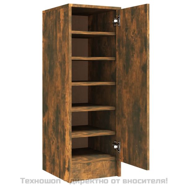 Шкаф за обувки, опушен дъб, 32x35x92 см, инженерно дърво